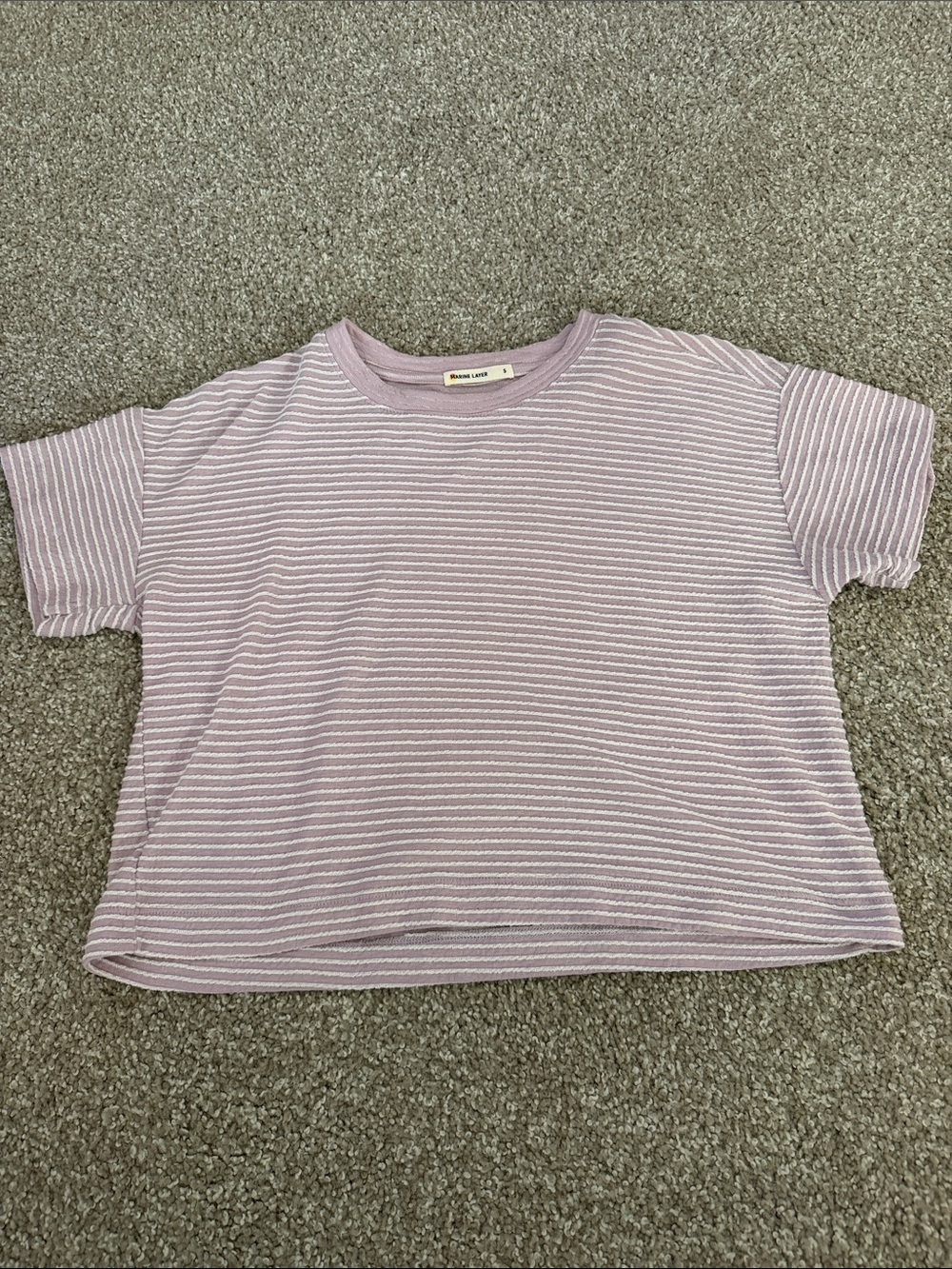 Marine Layer Lavender & White Striped Short Sleeve Tee